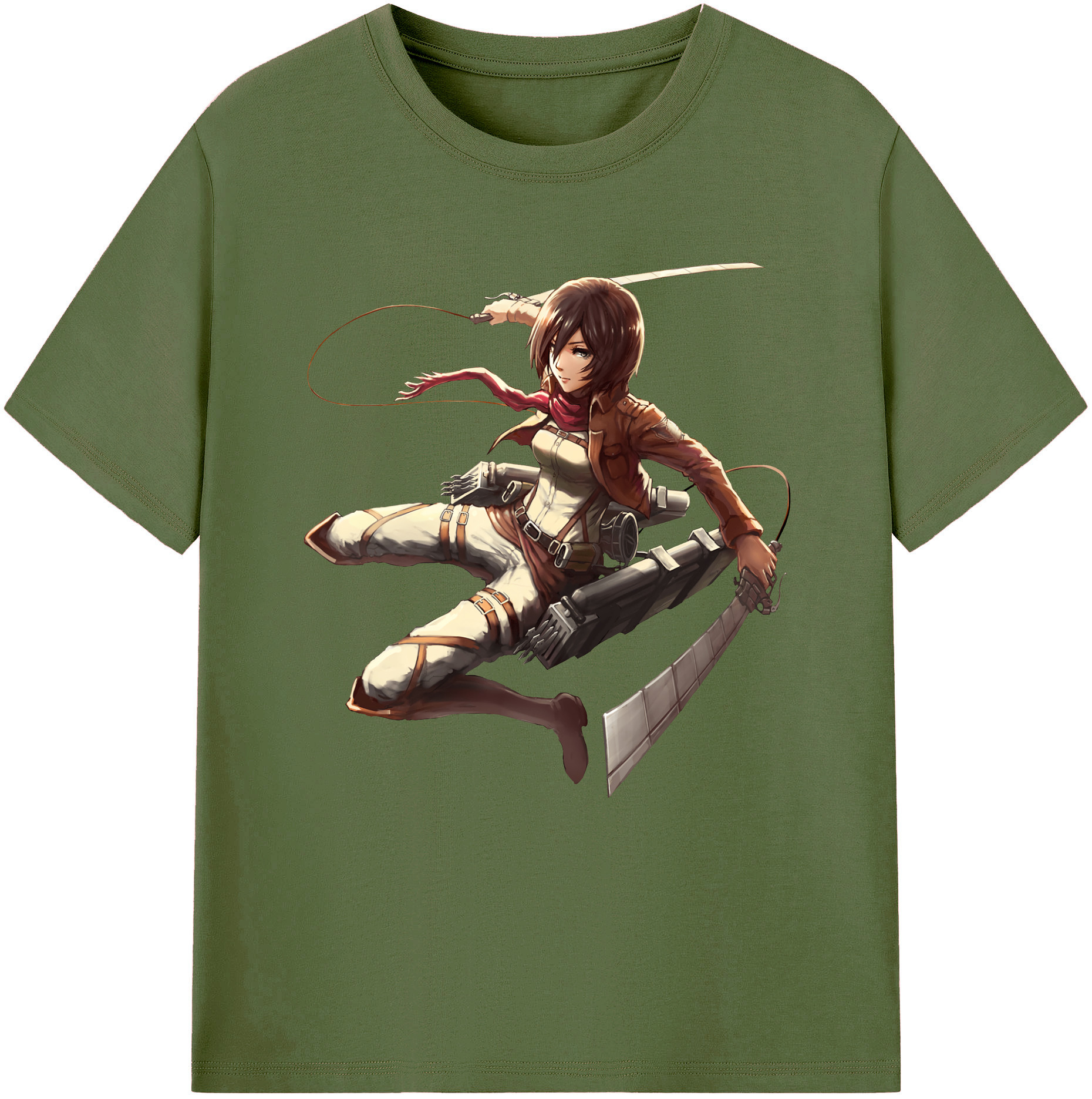 （画像用） 進撃の巨人 ミカサ·アッカーマン Attack on Titan Mikasa Ackerman 綿100％半袖Tシャツ（フロントプリント）